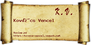 Kovács Vencel névjegykártya